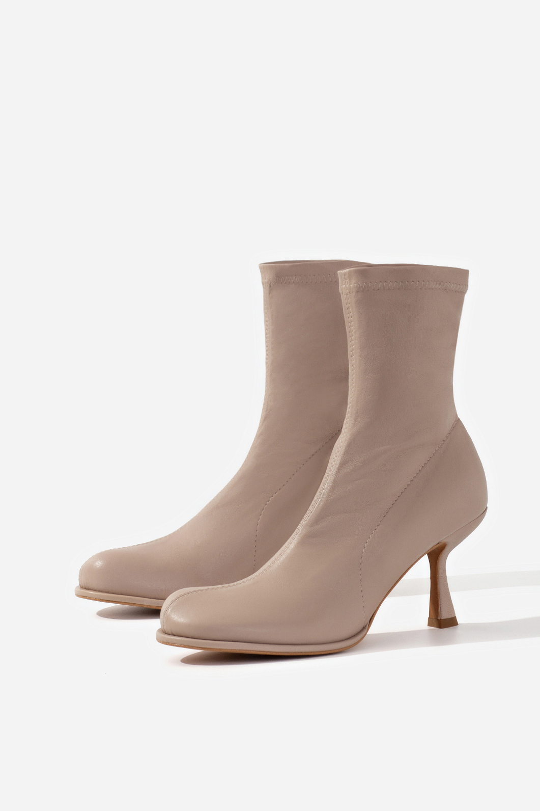 BLANCA beige leather ankle boots